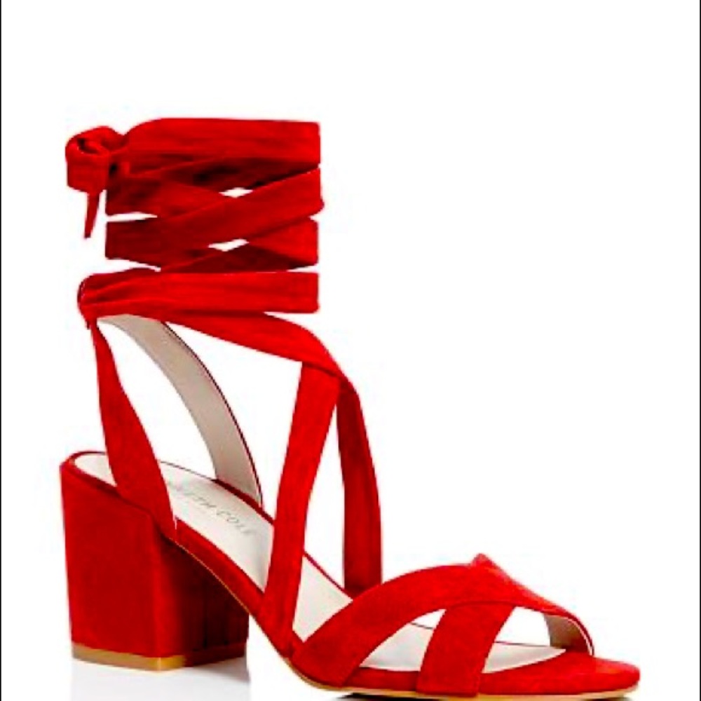 Kenneth Cole Victoria suede sandals block heel lace up